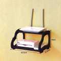 Multi Purpose Router Or Telephone Holder Wooden Stand Double Shelf in Brown. 