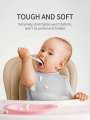 1pc Baby Silicone Bib Gray Solid Color Soft Waterproof Easy To Clean Food Grade Bpa Prevents Dirty Clothes BPA Free. 