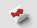 Red Heart Printed Decorative Cushion Covers with fillings – Set of 4. 