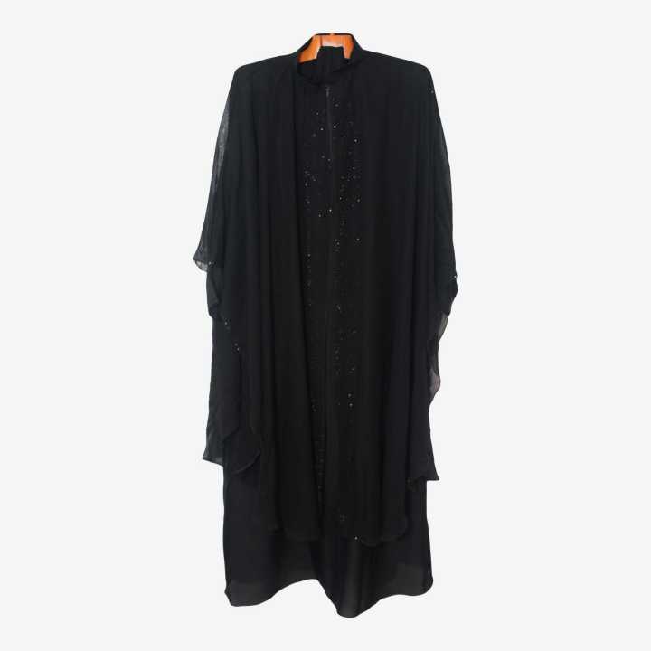Black Color Long Abaya Butterfly Design For Women