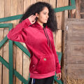 Solid Velvet Pullover Hoodie For Women. 