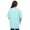 Sky Blue Cotton Round Neck Half Sleeves V Future Printed T-Shirt For Women. 