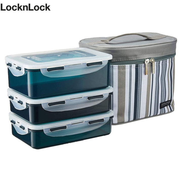 LocknLock Lunch Box 3p Set & Grey Bag