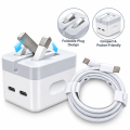 50W 40W 35W 25W Fast Charger USB-C Power Adapter | Type-C to Lightning / Type-C to Type-C Cable | Quick Charging 3-Pin UK Plug. 