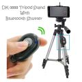 Aluminium Alloy DK 3888 Portable & Foldable Camera Mobile Tripod With Bluetooth Wireless Remote Shutter Photo Clicker Controler Compatible with Xiaomi, Lenovo, Apple, Samsung, VIVO, Oppo, Gionee, All Smartphones. 