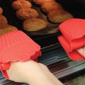 Baker's Secret - Cute Silicone Oven Mitts Pot Holder Set of 2, Extra Grip, Cupcake Muffin Design Oven Mitt, Kitchen Accessories. 
