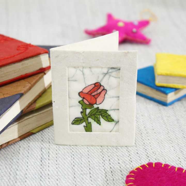 Pink Flower Design Small Greeting Card