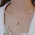 18K Gold Color Hetian Jade Necklace Metal Non Tarnish Fashion Accessories Jewelry For Classy . 