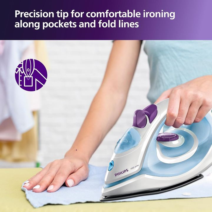 Philips%20Steam%20Iron%20GC1905/%201903%20/%2021%20(World%20no.%201%20Ironing%20Brand)%20%E2%80%93%20Black%20non-stick%20soleplate,%20Powerful%2017gm/min%20steam%20output%20&%201300%20W%20Quick%20heat-up%20-%20Image%204