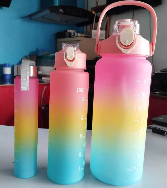 3 In 1 Colourful Sports Water Bottle(2000ml-900ml-300ml)