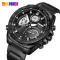 SKMEI 1889 Multifunctional Dual Display Watch Men Countdown Chronograph LED Light Stainless Steel - Black. 