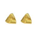 【Trendy designs】2024 Niche Elegant Vintage Feather Earrings Golden Stripe Wrapped Triangle Stud. 