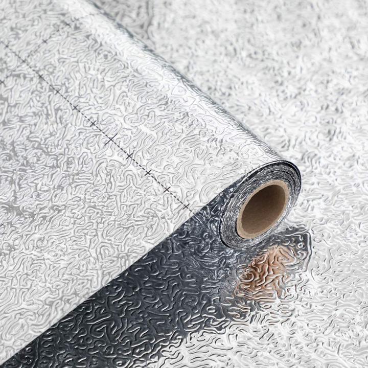 Aluminium foil Contact Paper Large Size 60 x 200 cm Wallpaper Peel and Stick Removable Temporary Adhesive Wall Paper for Kitchen