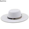British Style Felt Fedoras Hats for Women9.5CM Wide Brim Men Formal Luxury Jazz Caps Bowler Wedding Dress Hat Chapeau Femme. 