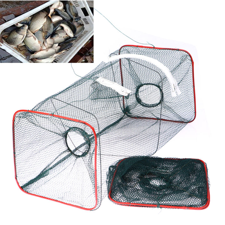 Foldable Fishing Net Dip Net Fish Cage Nylon Steel Wire Fishing Trap Cage MENGYU