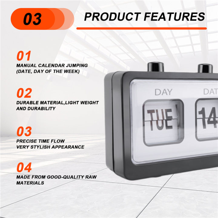 Mechanical%20Alarm%20Clock%20Novelty%20Flip%20Clock%20Desktop%20Digital%20Clock,Black%20-%20Image%202