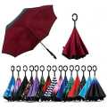 Windproof Upside Down Umbrella Reverse Double Layer FREE BAG Inside-Out C-Handle. 