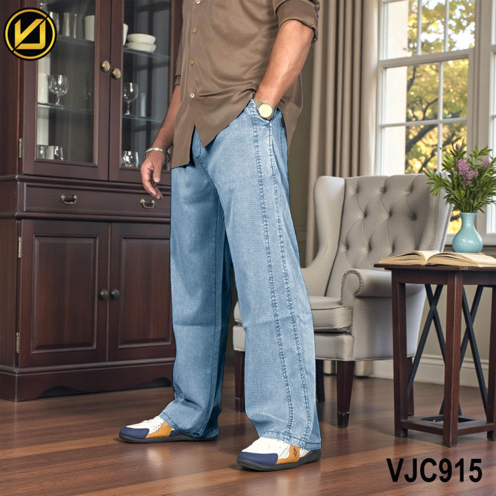 VIRJEANS%20(VJC915)%20Summer%20Soft%20Ultra%20Thin%20Lyocell%20Baggy%20Trouser/Pant%20For%20Men-%20Light%20Blue%20-%20Image%205
