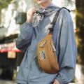 Casual Simple Japanese Harajuku Crossbody Bags Solid Color Zipper Shoulder Bags Versatile Nylon Waist Bag Female. 