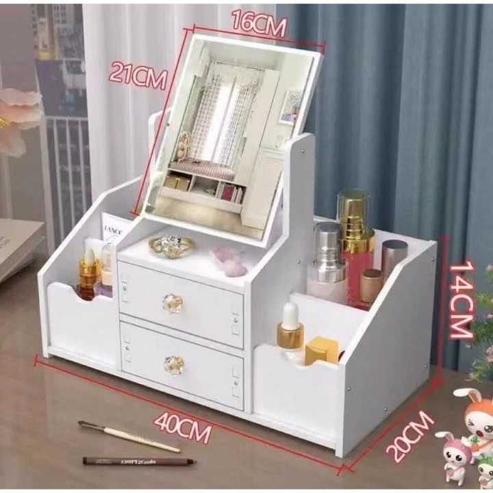 Table Mirror Storage Makeup Box with Drawer