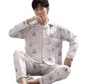 Full Sleeves Cotton Printed Pajama Set for Men. 