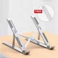 Aluminum Alloy Metal Adjustable Laptop Stand for 10 to 17 Inches Macbook/Laptops/Tab. 