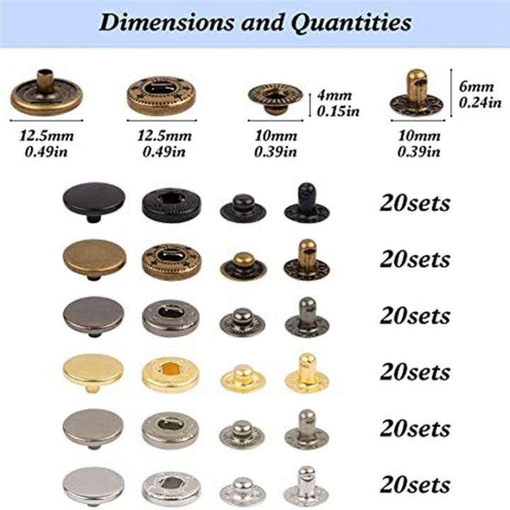 Leather%20Snap%20Fasteners%20Kit,%20120%20Set%20Metal%20Snap%20Buttons%20Press%20Studs%20with%206%20Setting%20Tools,%20for%20Clothes%20-%20Image%206