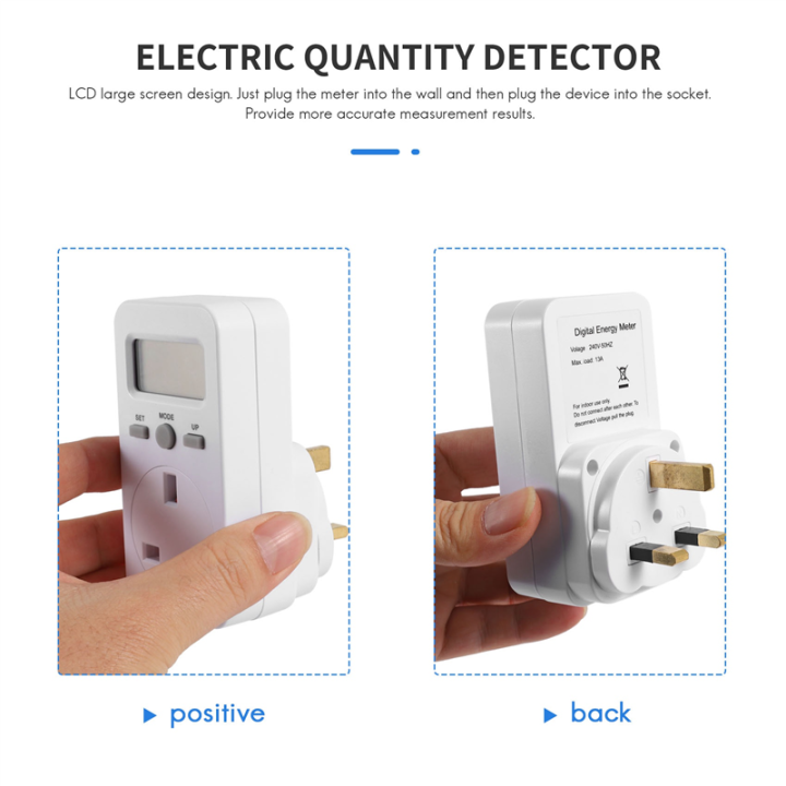 Digital Meter Plug-In Socket Electric Wattmeter Energy Monitor Uk Plug ...