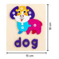 Cute Baby Colorful Wooden Dog Shaped Puzzle, Numerical Number with Animal Name Early Learning & Education Toys 3D Jigsaw Montessori Puzzle for Kids. 