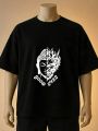 "Good vs Evil" Split Buddha & Demon Face | Graphic Printed T-Shirt- White, Black, Brown. 