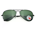 Ray-Ban Sunglasses RB3025 Aviator Classic Black Frame Polarized Green Lens 58mm. 