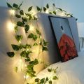 Home Wall Decor 2M 20 LED Green Leaf String Lights Battery Operated Artificial Vine Fairy Lights Fake Green Leaf Vine Design Curtain Led Lights Living Room. 
