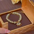 Uonevic Fashion Jewelry Double Layer Bracelet Women's Chain Chinese Style Auspicious Portable Cloud Bell Pendant Beaded Hand Auspicious Jade Antique Bell. 