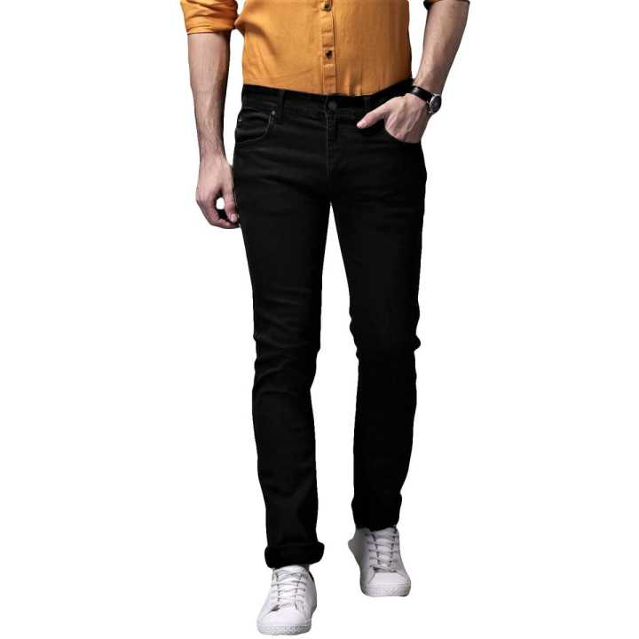Premium Quality Stretchable Black Cotton Denim Jeans For Men