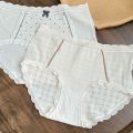 6794# can wear 200 kg 10A bacteriostatic mesh spliced underwear, women's lace jacquard bow mid-waist briefs. 
