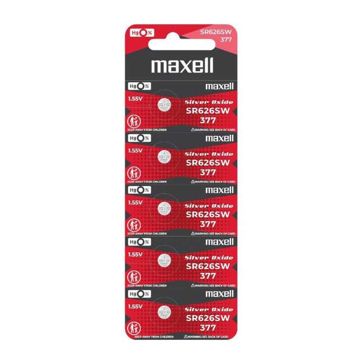 Maxell SR626SW 377 1.55V Mercury Free Silver Oxide Battery for Watch and Electronics