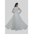 Embroidered Net Semi Stitched Anarkali Gown ( White) - Fashion | Long Gown For Women | Women'S Wear |. 