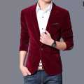 Men's Velvet Wine Red Fashion Suit Blazer. 