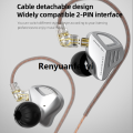 Renyuan KZ ZVX Earphones Dynamic HIFI Bass Earbuds In Ear Monitor Original Metal Headphones Sport Noise Cancelling Headset. 