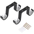2Pcs Double Curtain Rod Brackets Ceiling Mount Supports Aluminum Alloy Black. 