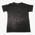 Black Unisex Triangle Mandala Spray Printed T-Shirt. 