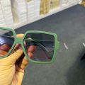 Oversized Square Vintage Korean Green Frame Purple Lens Trendy Sunglasses For Women. 