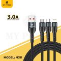 MyPower 3 in 1 Multi Charging Cable  Compatible With Most Smartphones USB to Type c , USB to Micro, USB to Lightning , Black Colour   Md311 Converter. 