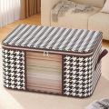 Portable Plaid Storage Bag With Durable Handle 60x40x30cm. 