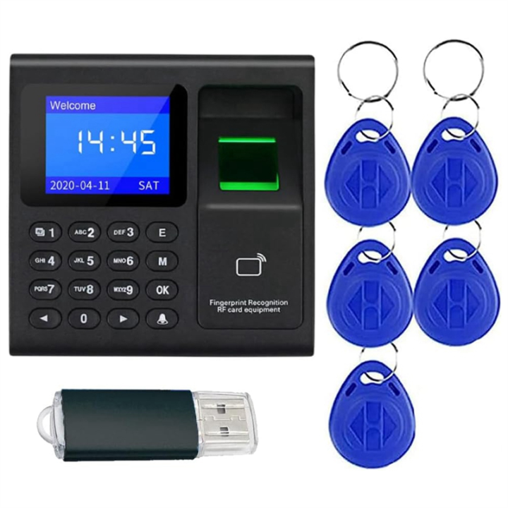 Time Attendance Machine Fingerprint Password Time Clock for Employee with Finger Scan, RFID and