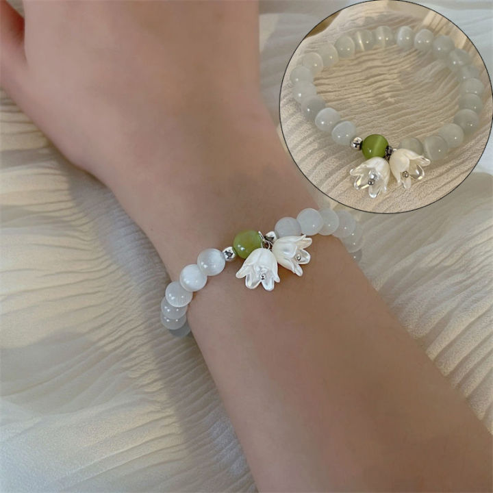 Korean%20Light%20Luxury%20Tulip%20Flower%20Bracelet%20For%20Women%20Zircon%20Pearl%20Beaded%20Bracelet%20MNP%20-%20Image%203