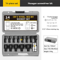 14Pcs Allen Hex Bit Socket Set 3-24mm Allen Key Hex Wrench Head Tool for Ratchet 1/2 Inch Drive Screw Driver. 