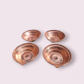 Copper Diyo Batti/Paalcha - Pure - Handmade, Hammered - Smallest - 2.1 inch 5.5 cm diameter - 0.7 inch 2 cm height - 4 pcs set - Cute. 