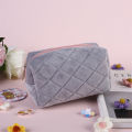 Zipper Large Color Velvet Makeup Bag Cosmetic Bag Organizer Travel Washing Pouch. 