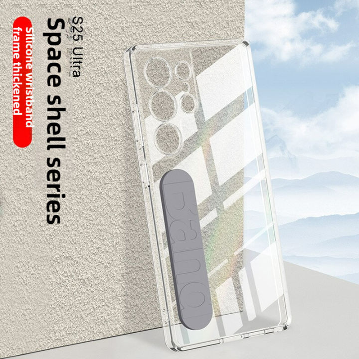 HODON Transparent With Wristband Phone Case for Samsung Galaxy S25 Ultra S25 Plus Cases Clear Silicone Shockproof Protective Hard Back Cover